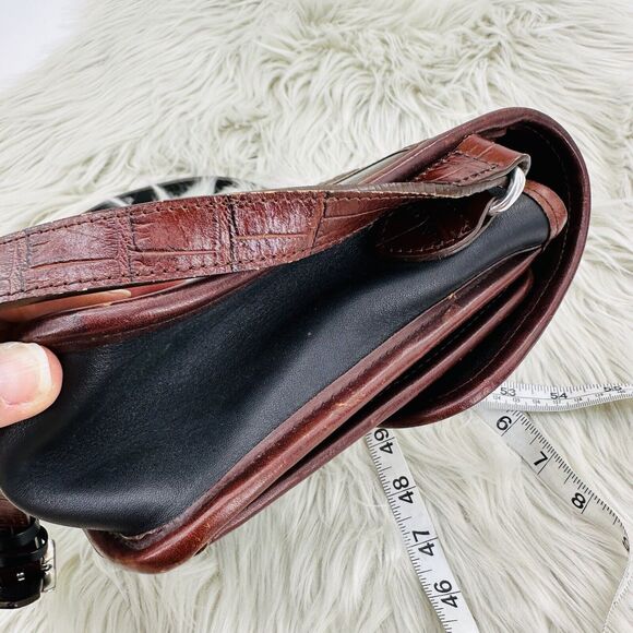 Vintage Brighton Crossbody Flap Organizer Leather Black & Brown Croc Print Purse - Picture 16 of 16